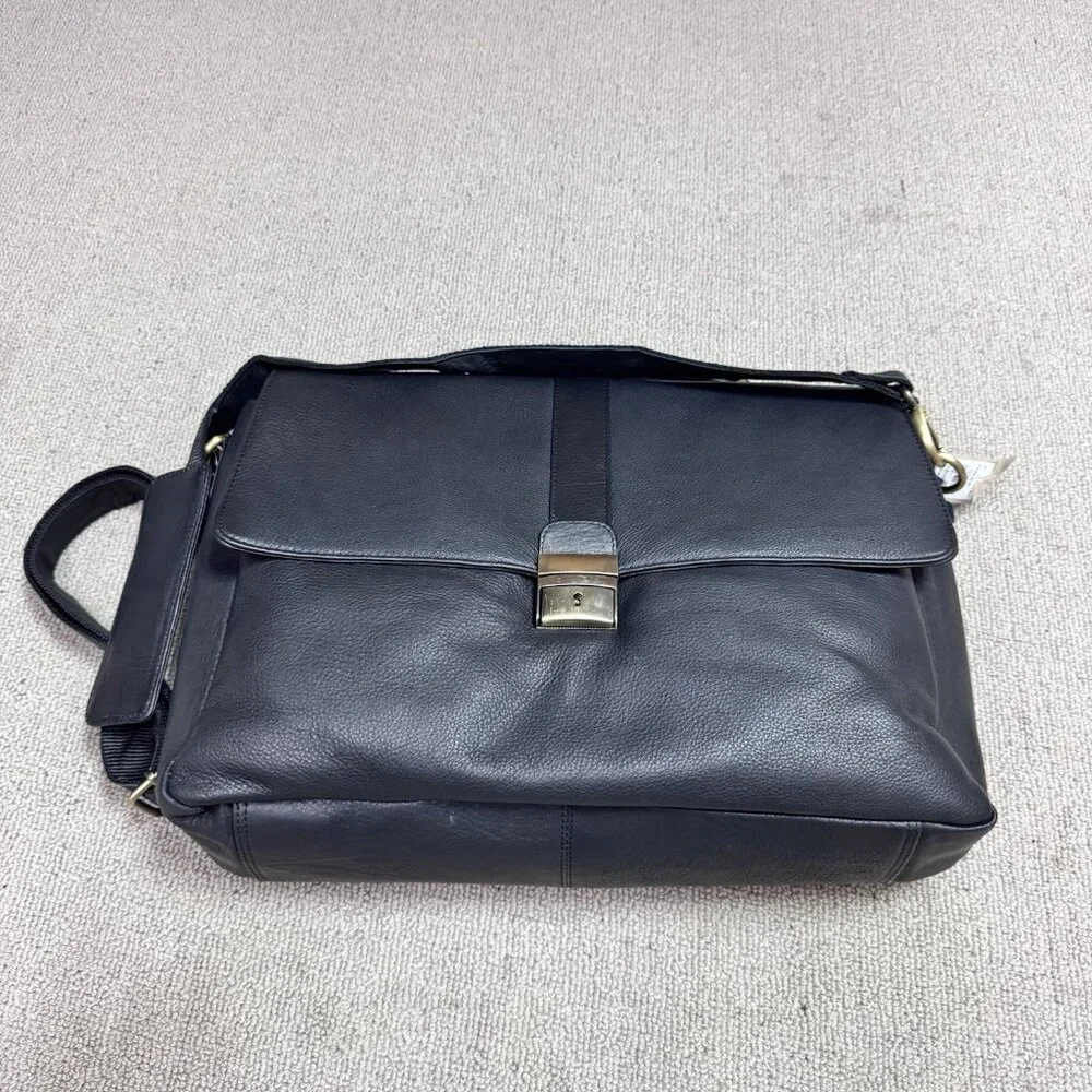 Wilson's Leather Briefcase Branded Executive Black Large NWT